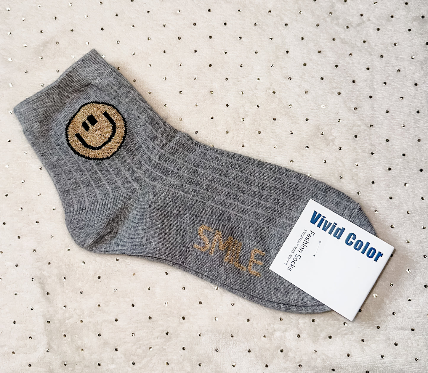 Gray & Gold Smile Socks