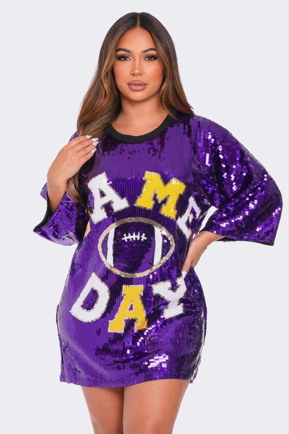 Game Day Sequin Shirt Dress