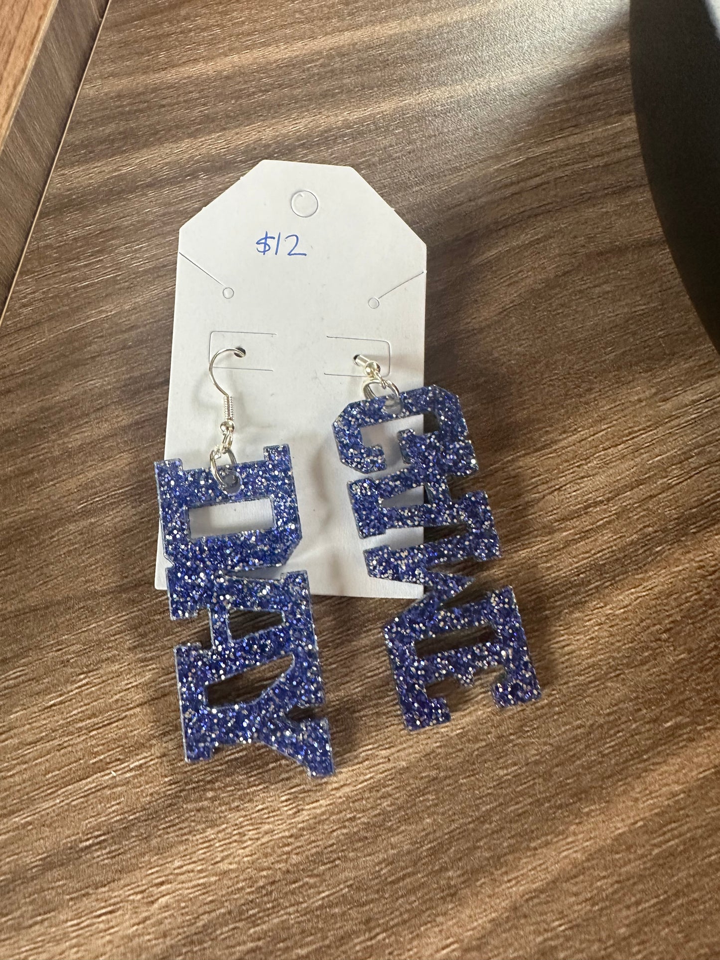 Blue Sparkle Game Day Earrings