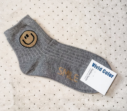 Gray & Gold Smile Socks