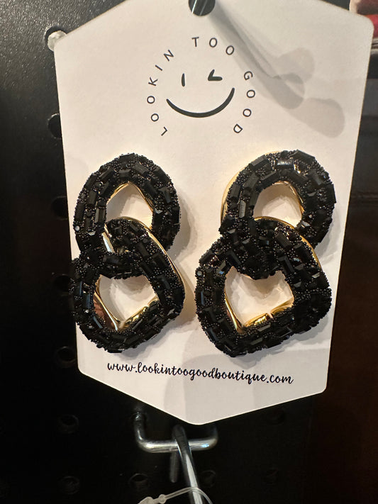 Chunky Black Chain Earrings