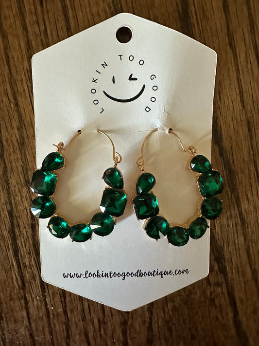 Green Stone Teardrop Earrings